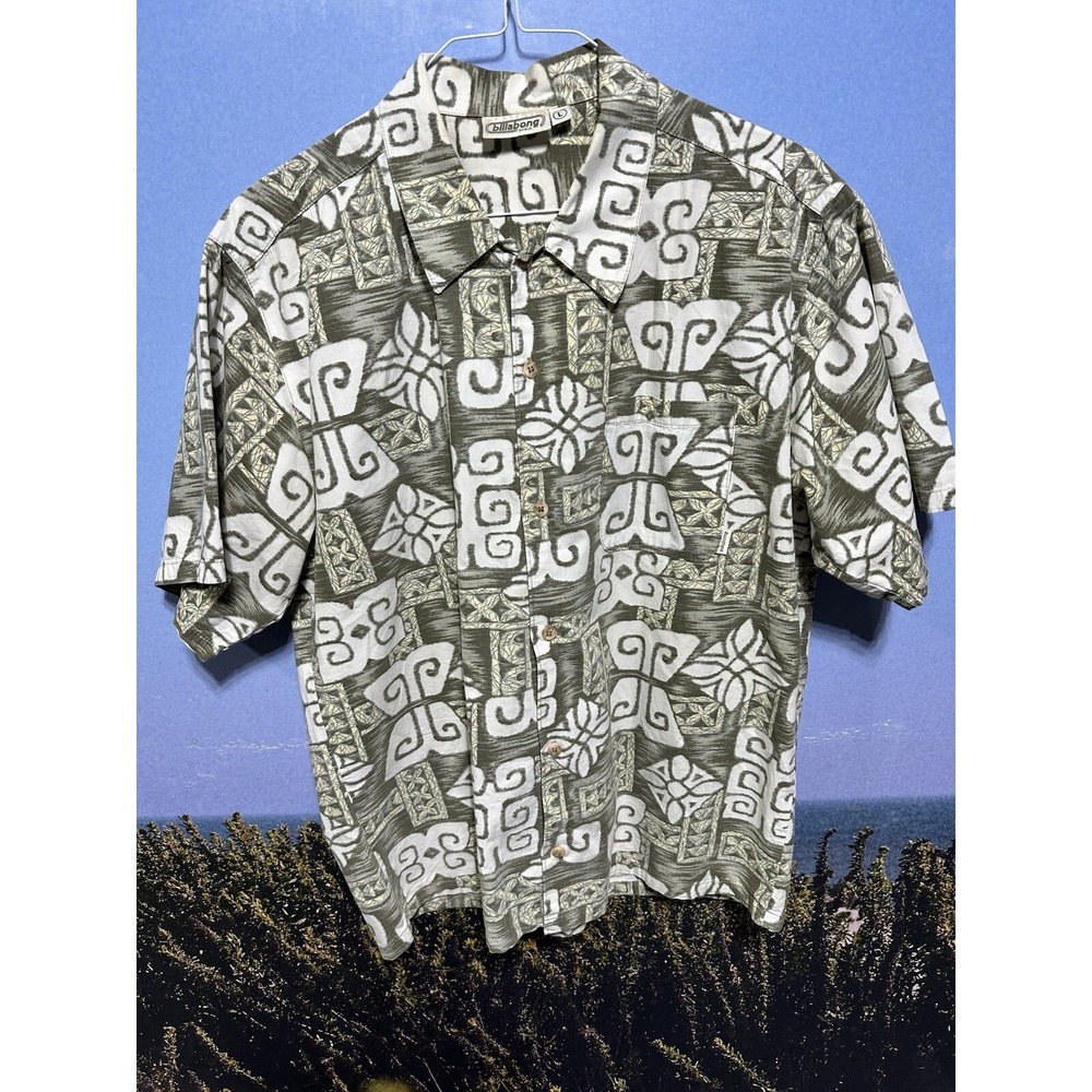 Vintage Billabong Hawaiian Floral Button Collar Shirt‎ Made In USA Men's Large